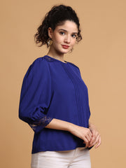 Blue lace detail Top