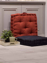Set of 2 Red & Black Cotton Matlas Floor Cushion