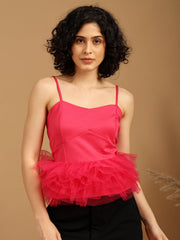 Pink Tulle Strappy Top
