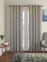 Set of 2 Long Door Gold Leaf Curtain