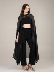 Dramatic Black cape with cami and trousers