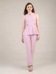 Lilac peplum top- trousers set