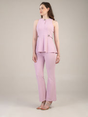Lilac peplum top- trousers set