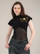 Black Party Ready Bodysuit Top