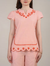 Orange Striper nightwear with embroidery