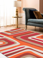 Hurly-Burly Rusty Red 4'x5.5' Printed Cotton Carpet