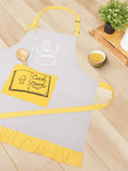 Cookbook Grey Cotton Printed Apron