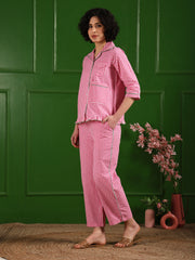 Breezy Pink Checkered Nightwear