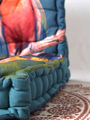 Macaw Parrot Printed Matlas Floor Cushion