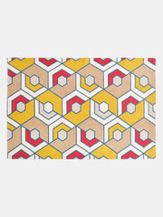 Honeycomb Yellow 4'x5.5' Printed Cotton Carpet