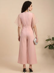 Cut-Out Neckline Peach Jumpsuit