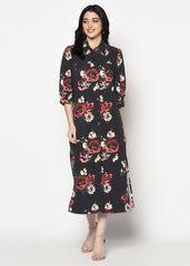 Black Floral Long Tunic
