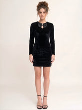 Embellished Bow Velvet Short Dress