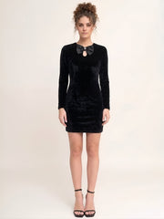 Embellished Bow Velvet Short Dress
