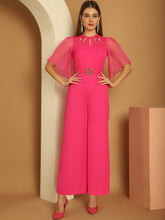 Cut-Out Neckline Pink Jumpsuit
