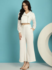 Laced Crop Jacket With Trouser