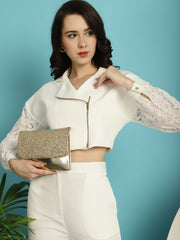 Laced Crop Jacket With Trouser