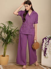 Purple Co-Ord Sets With Belt