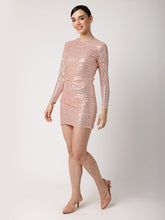 Sequins Dress With Side Rushing
