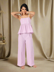 Lilac Strappy Top With Pyjama Nightwear