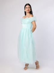 Ruffled Detail Mesh Dress