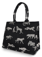 Black Jacquard Tiger Patterned Handbag