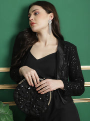 Black 3Pc Suit Comes With Sequence Jacket