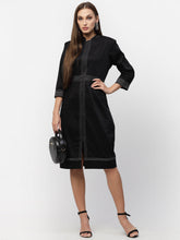 Black Cotton Satin Dress