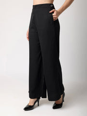 Black Double Breasted Organza Sleeves Top & Trouser Co-Ord Set
