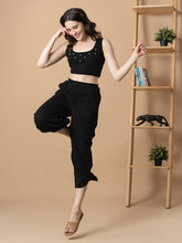 Black Loungewear with Pearl Detail