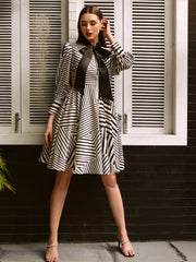 Black & White With Satin Tie Dress