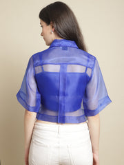 Blue Organza Shirt With Cami