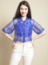 Blue Organza Shirt With Cami