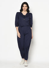 Blue Belted Jumpsuit