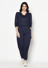 Blue Belted Jumpsuit