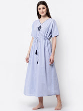 Blue & White Striped Night Gown