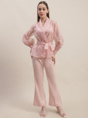 Blush Pink Embroidered Three Piece Co-Ord Set