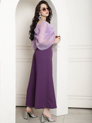 Bow Halter Neck Top In Organza With Trouser