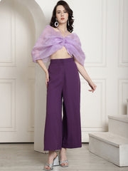 Bow Halter Neck Top In Organza With Trouser