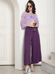 Bow Halter Neck Top In Organza With Trouser
