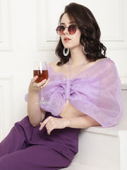 Bow Halter Neck Top In Organza With Trouser