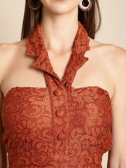 Brown Lace Fabric Dress