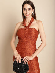 Brown Lace Fabric Dress