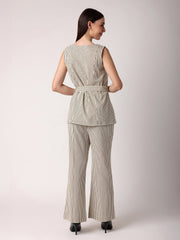 Chevron Collar Top Co-Ordinated With Trousers