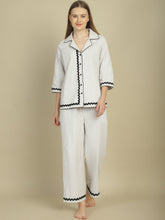 Contrast Black Lace Grey & White Stripes Nightwear