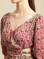 Cut-Out Floral Printed Dress