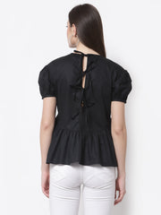 Detachable Collar Black Top