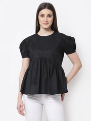 Detachable Collar Black Top