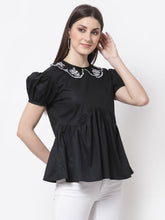 Detachable Collar Black Top