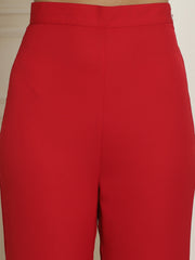 Embellished Collar Laced Top with Trouser